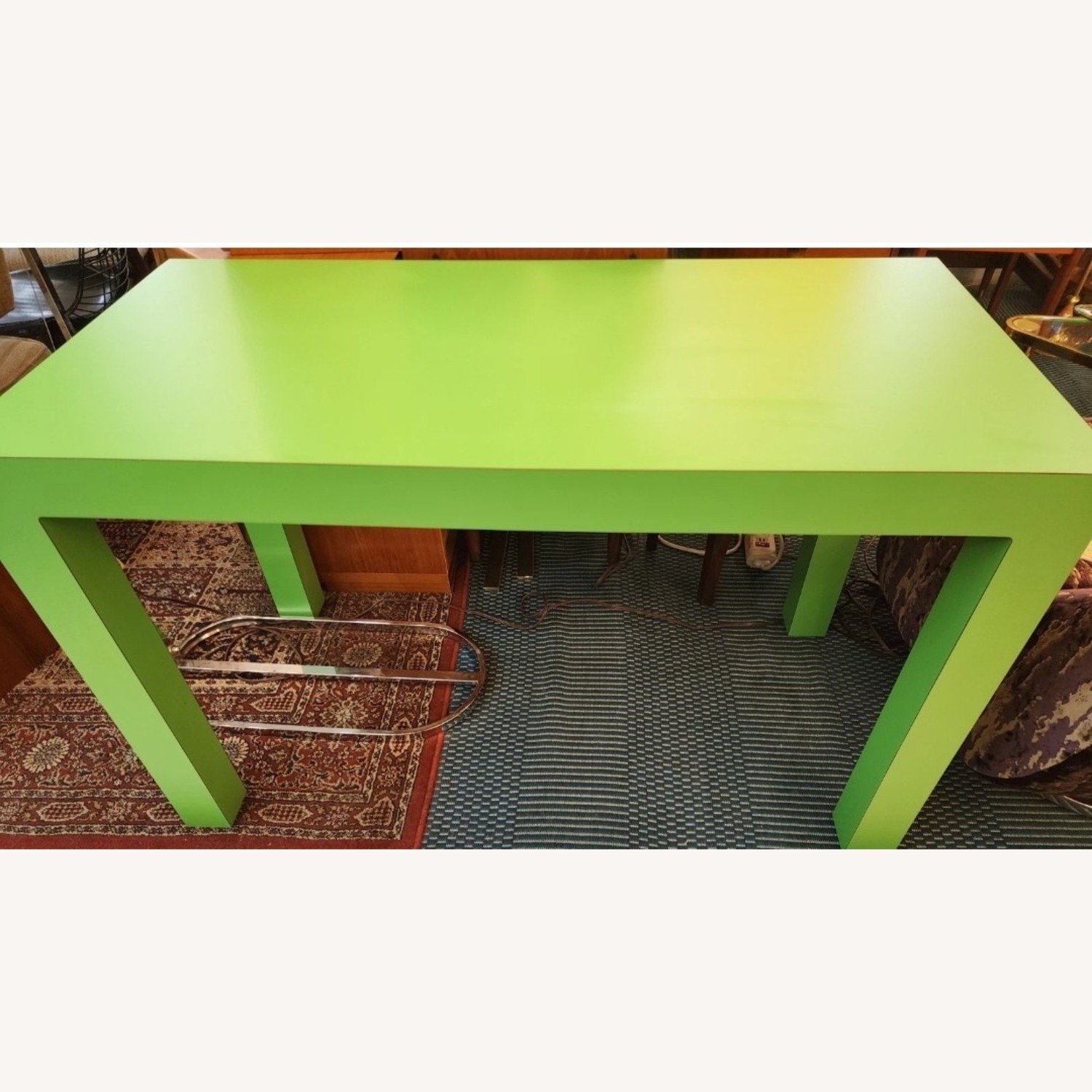  Parsons Vintage Lime Green Table - image-1