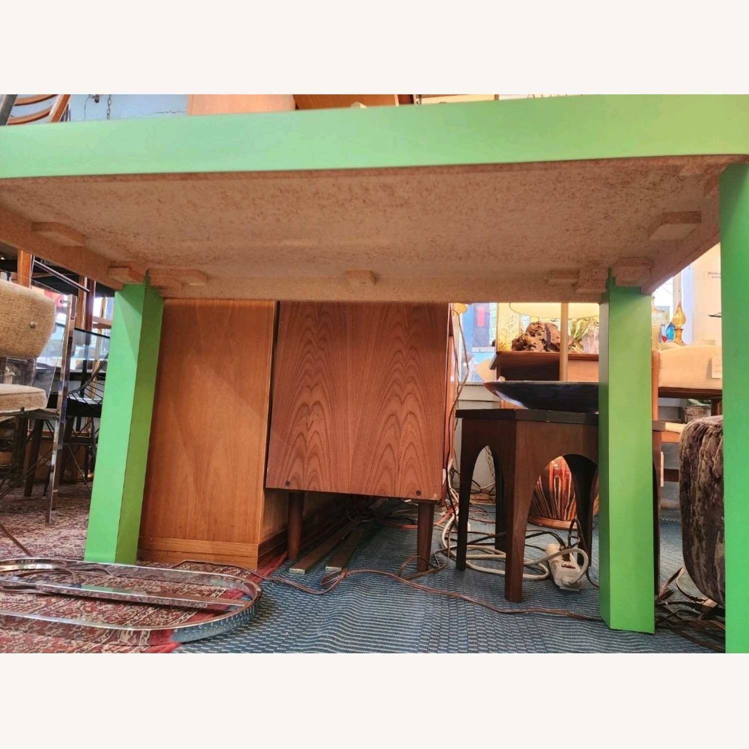  Parsons Vintage Lime Green Table - image-4