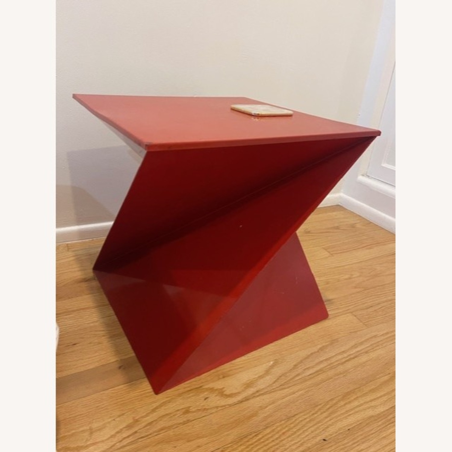 Cubic Modern Red Metal Side Tables - image-1