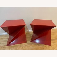 Cubic Modern Red Metal Side Tables