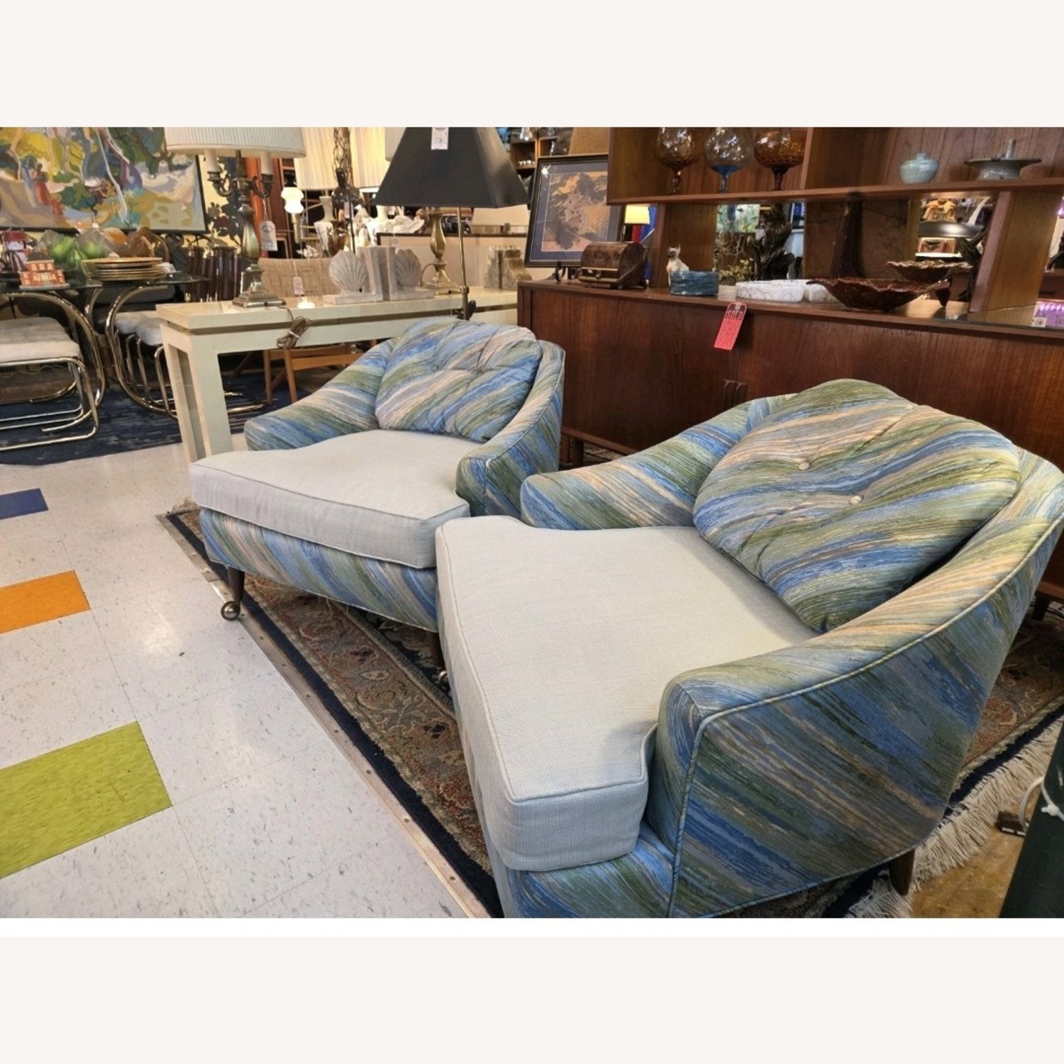 Pair of Mid Century Modern Lounge Club Chairs - image-5