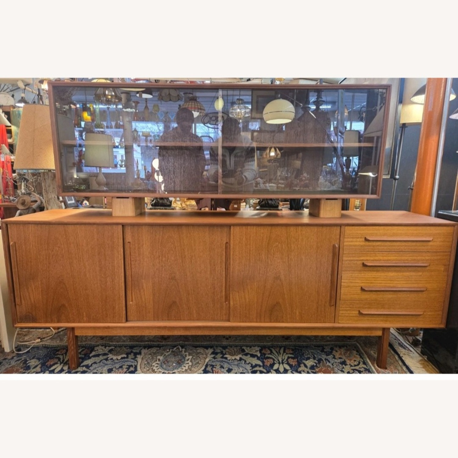 Two Piece Danish Teakwood Floating Hutch - image-3