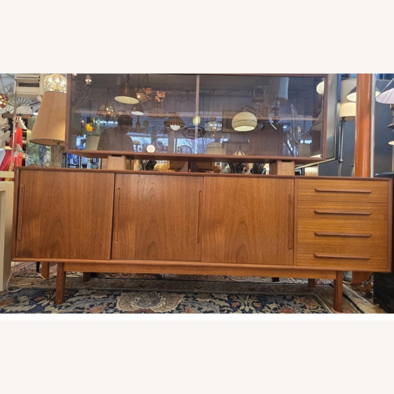 Two Piece Danish Teakwood Floating Hutch - image-0