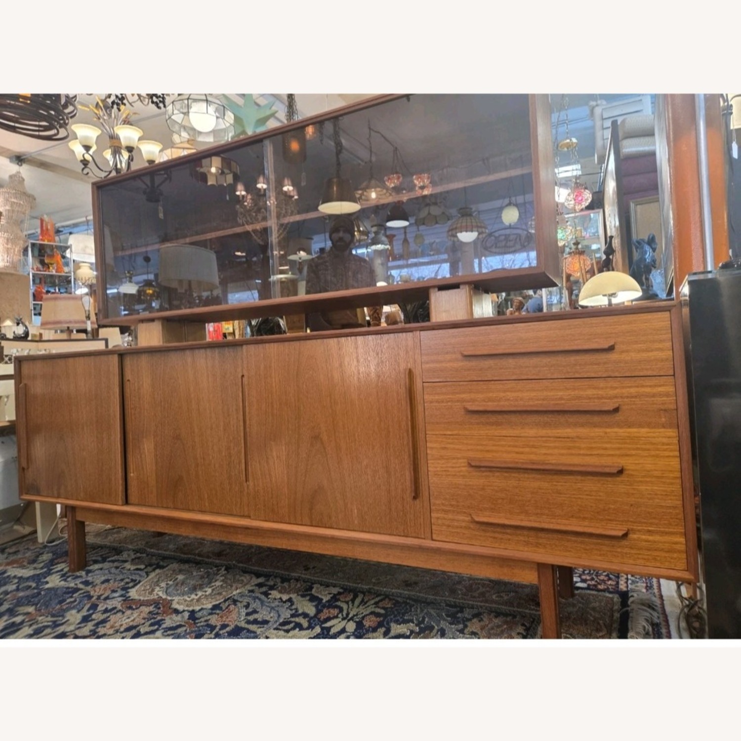 Two Piece Danish Teakwood Floating Hutch - image-17