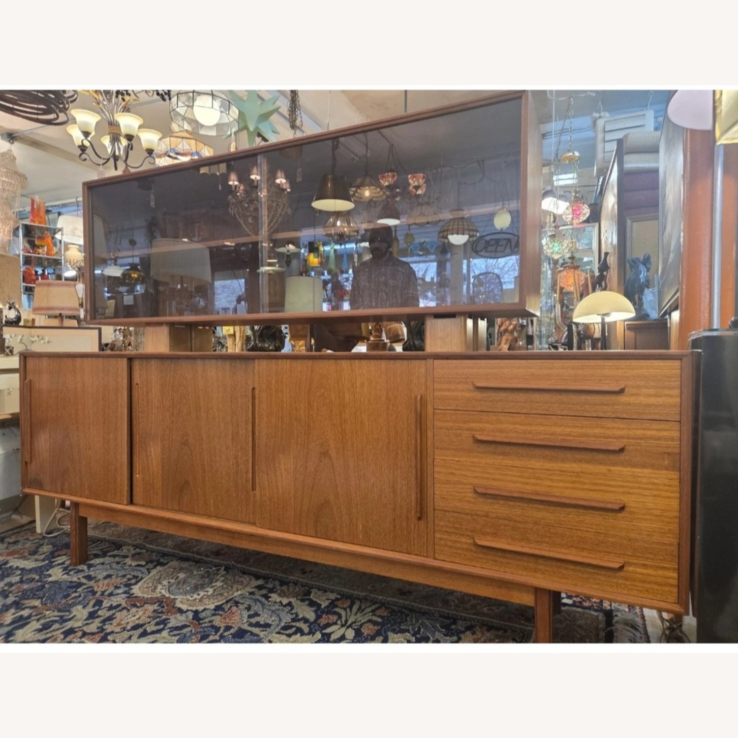 Two Piece Danish Teakwood Floating Hutch - image-1