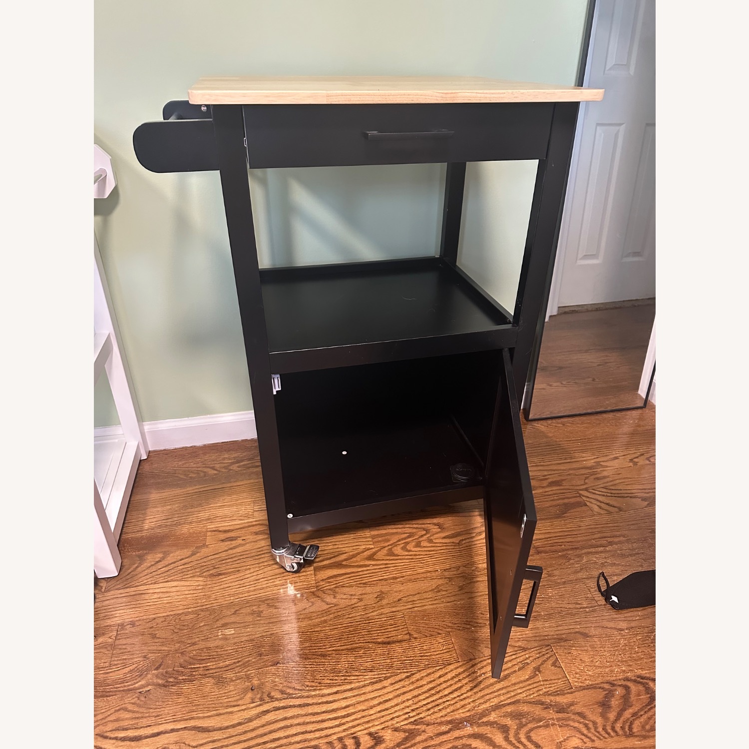 Amazon Black Wood Veneer Bar Cart - image-4