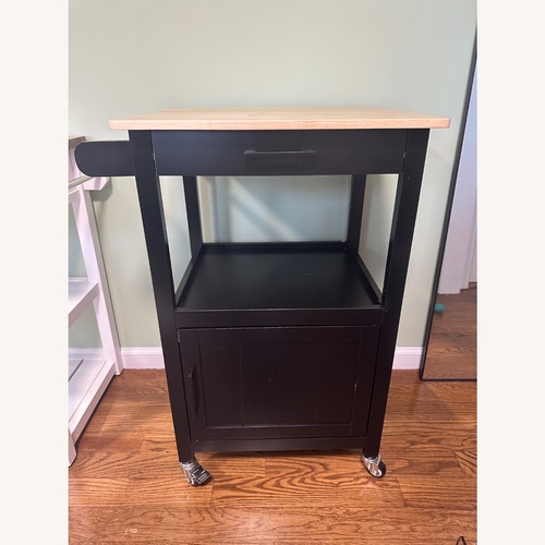 Used Amazon Black Wood Veneer Bar Cart for sale on AptDeco