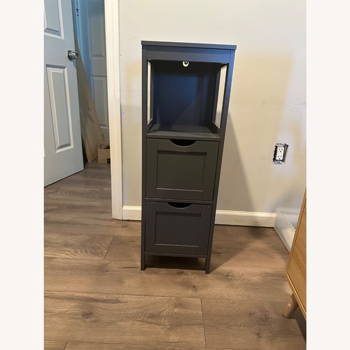 Used Amazon Dark Gray Wood Veneer Sideboard for sale on AptDeco