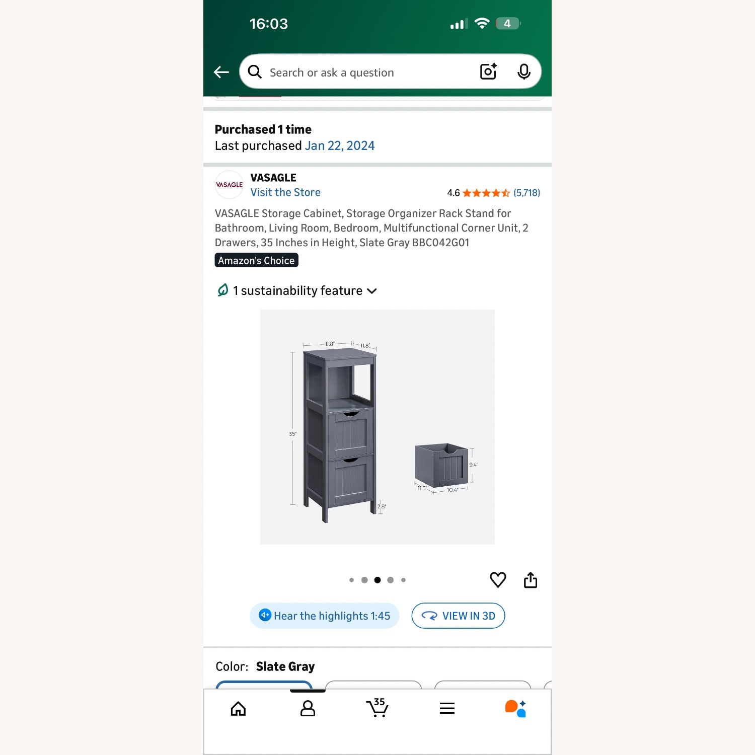 Amazon Dark Gray Wood Veneer Sideboard - image-5