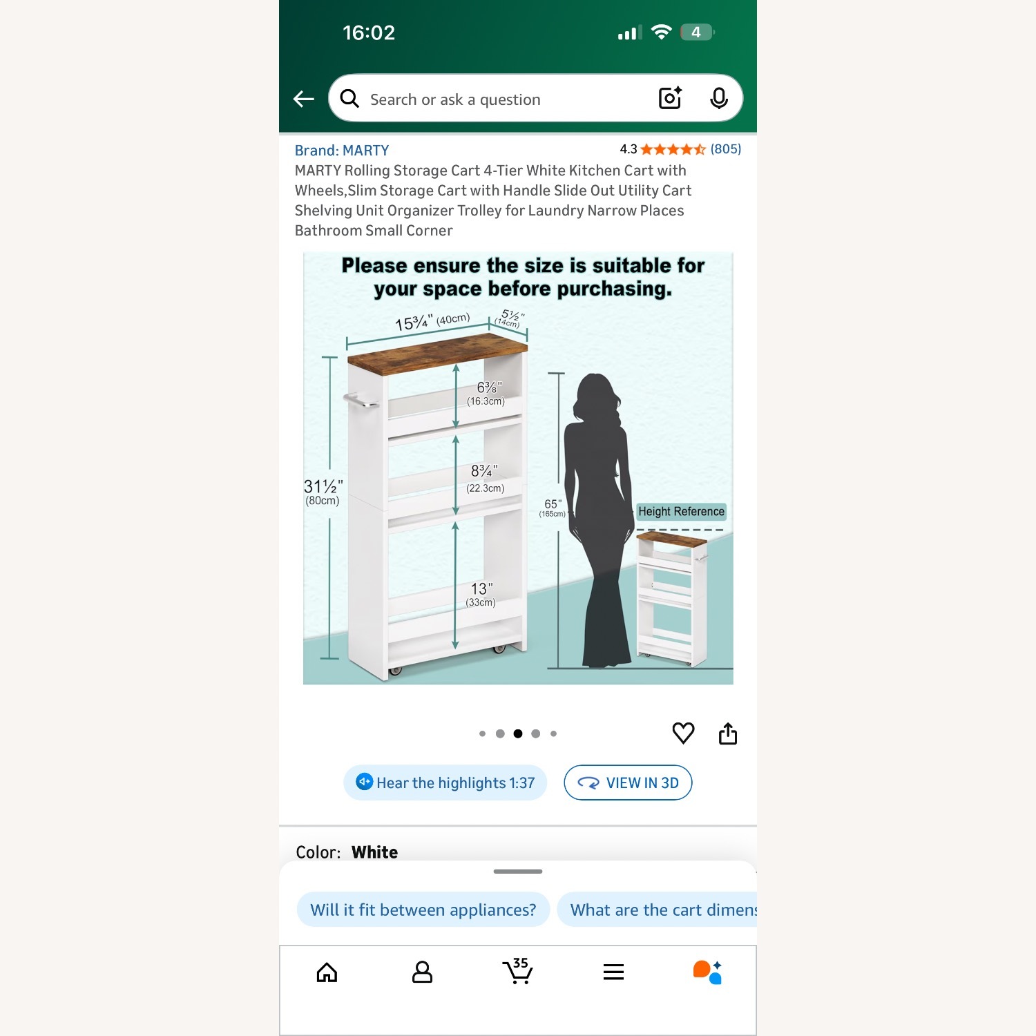 Amazon White Wood Veneer Sideboard - image-3