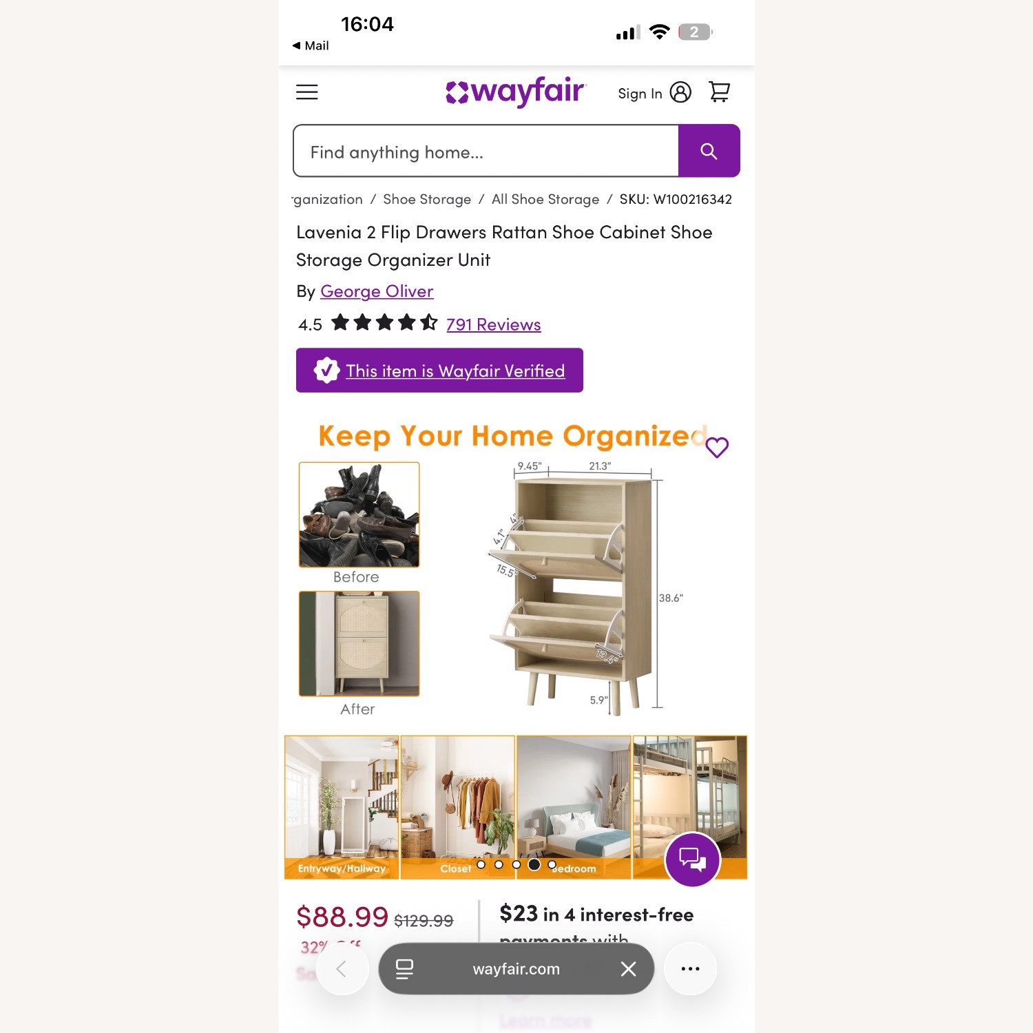 Wayfair Natural Wood Veneer Sideboard - image-4