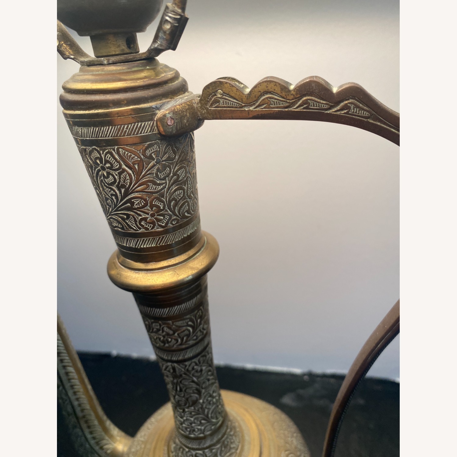 1960s Engraved Brass Moroccan GENIE Ewer Lamps - image-6