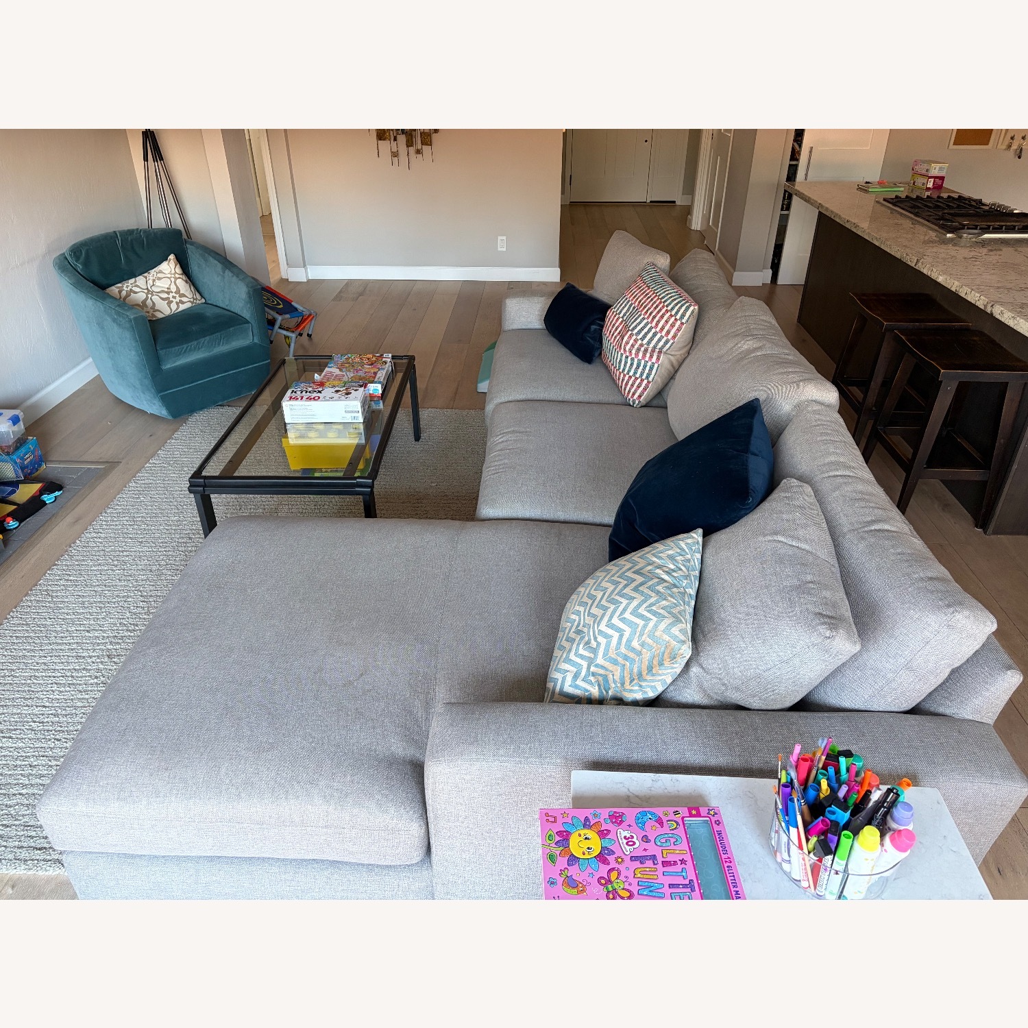 Room & Board Light Gray Fabric 2 Piece Sectional - image-2