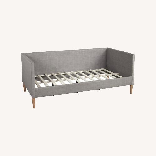Used World Market Mid Century Modern Upholstered Gray Daybed for sale on AptDeco