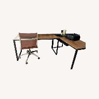 Amazon Dark Brown Wood and Iron Desk Set of 2