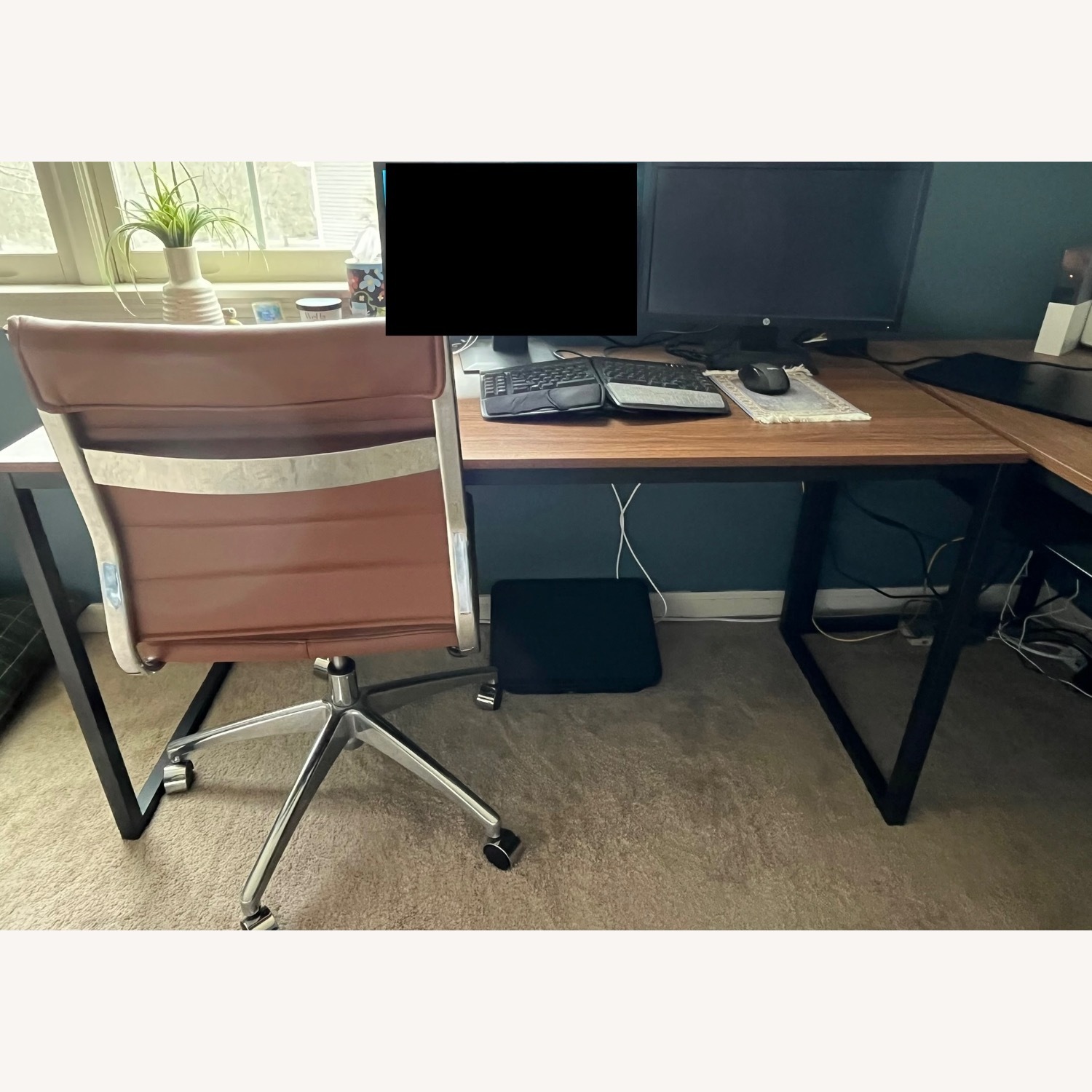 Amazon Dark Brown Wood and Iron Desk Set of 2 - image-2