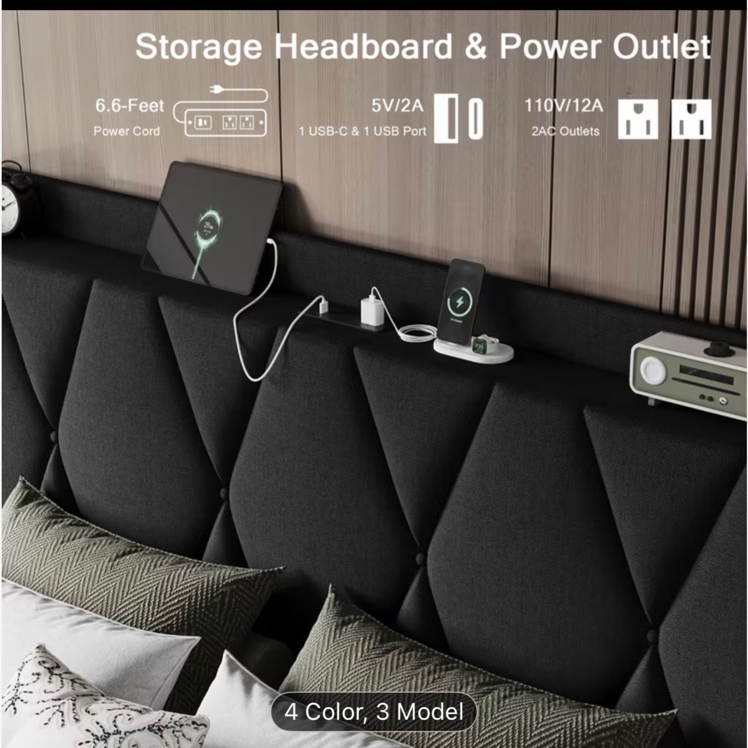 Amazon Full Size Bed Frame with 4 Drawers - image-2