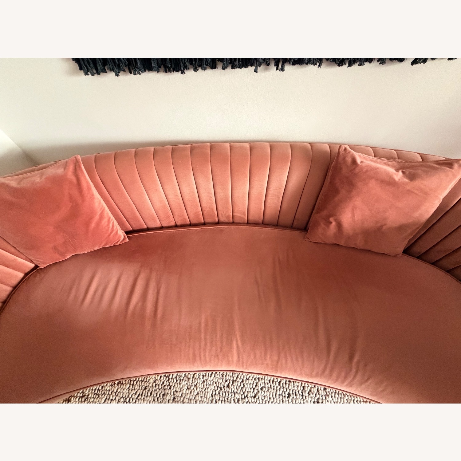 Vintage/Antique Pink Velvet 3+ Seater Sofa - image-6
