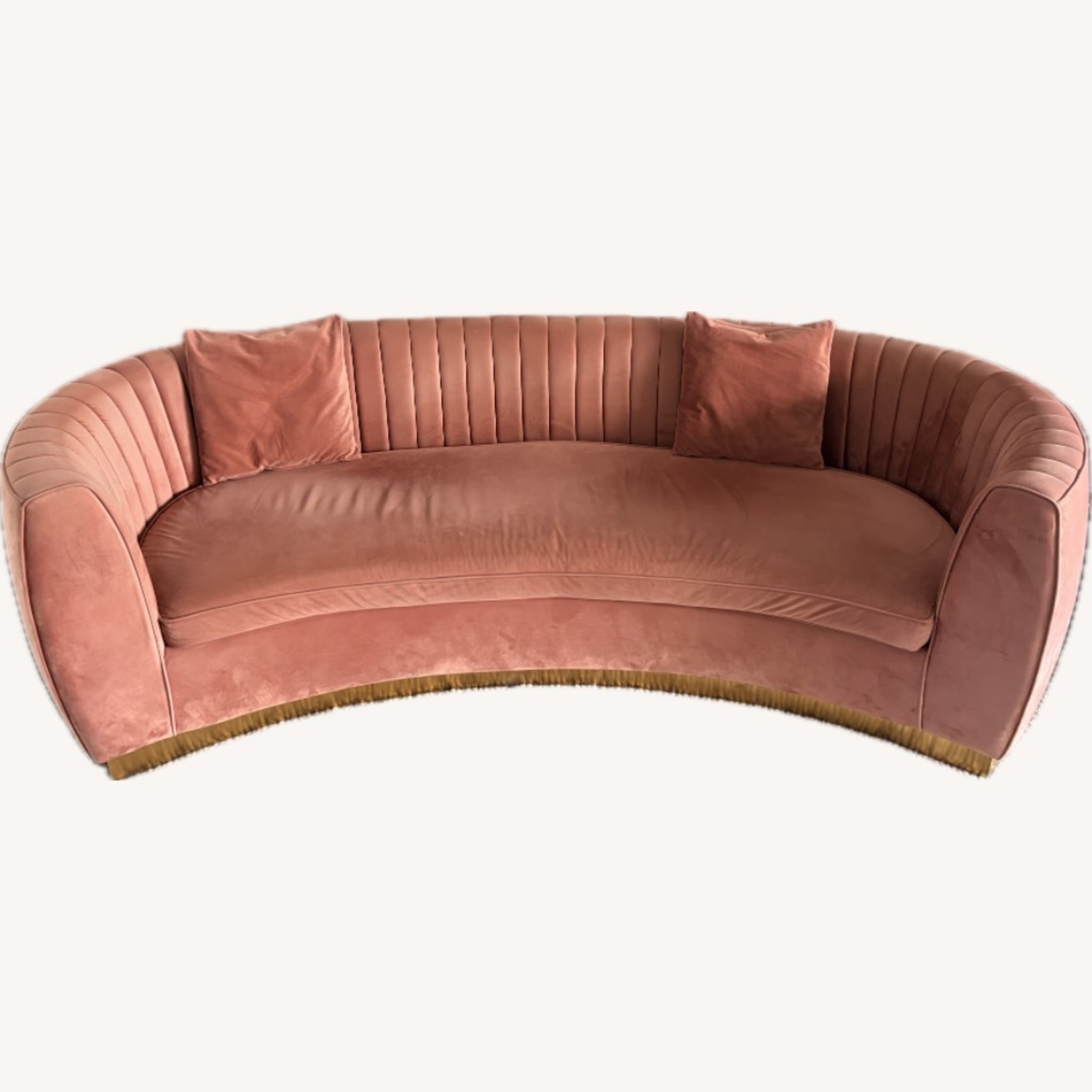 Vintage/Antique Pink Velvet 3+ Seater Sofa - image-1
