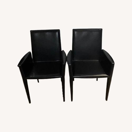 Used Bottega Black Leather Armchairs x4 DWR for sale on AptDeco