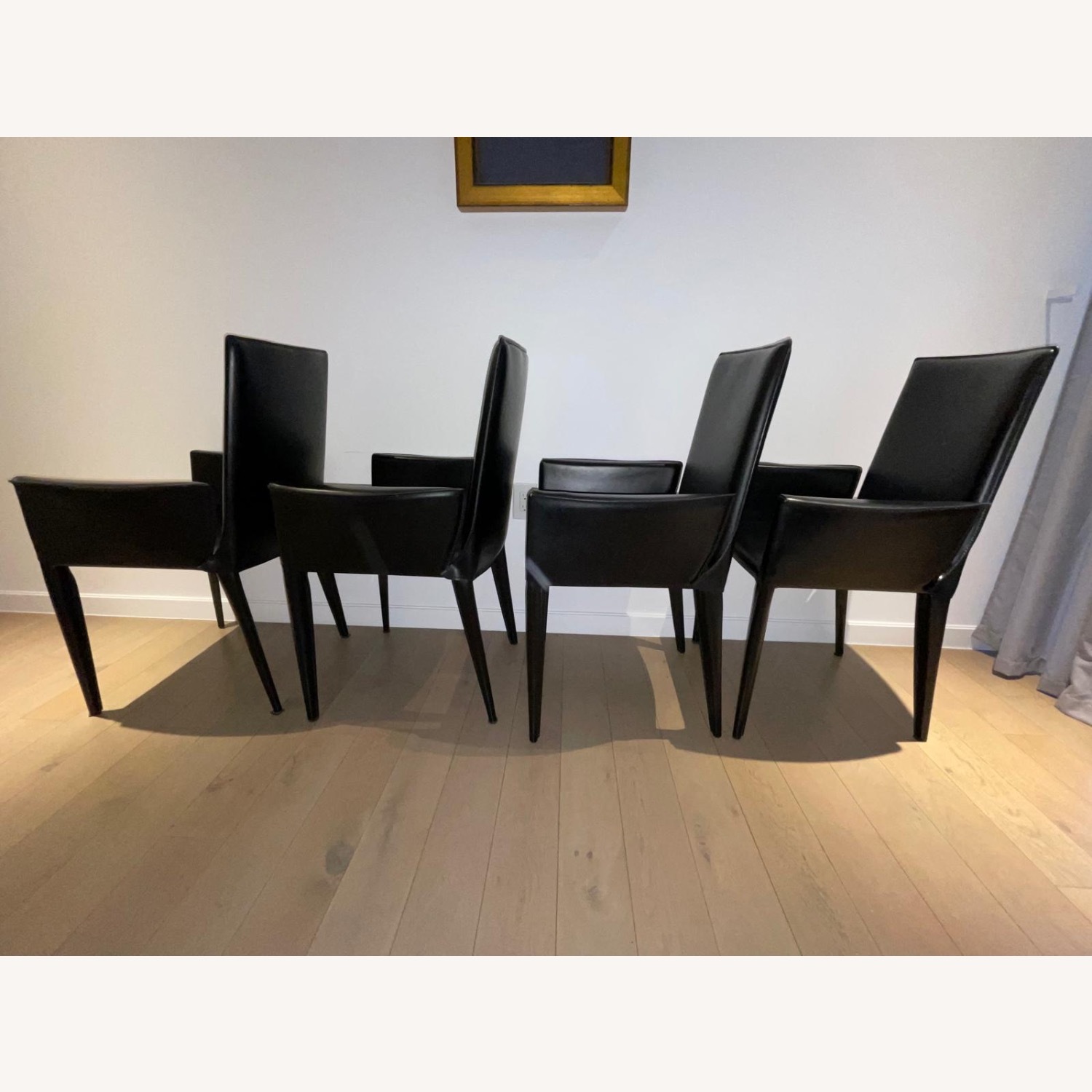 Bottega Black Leather Armchairs x4 DWR - image-1