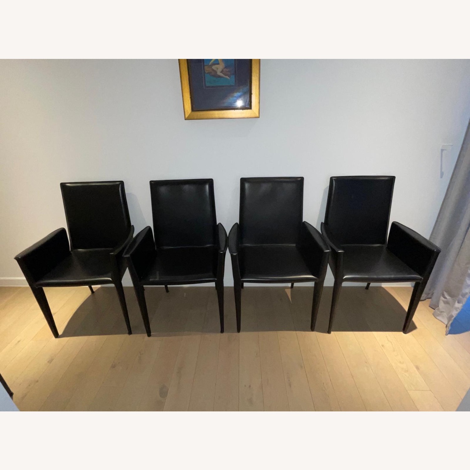 Bottega Black Leather Armchairs x4 DWR - image-3