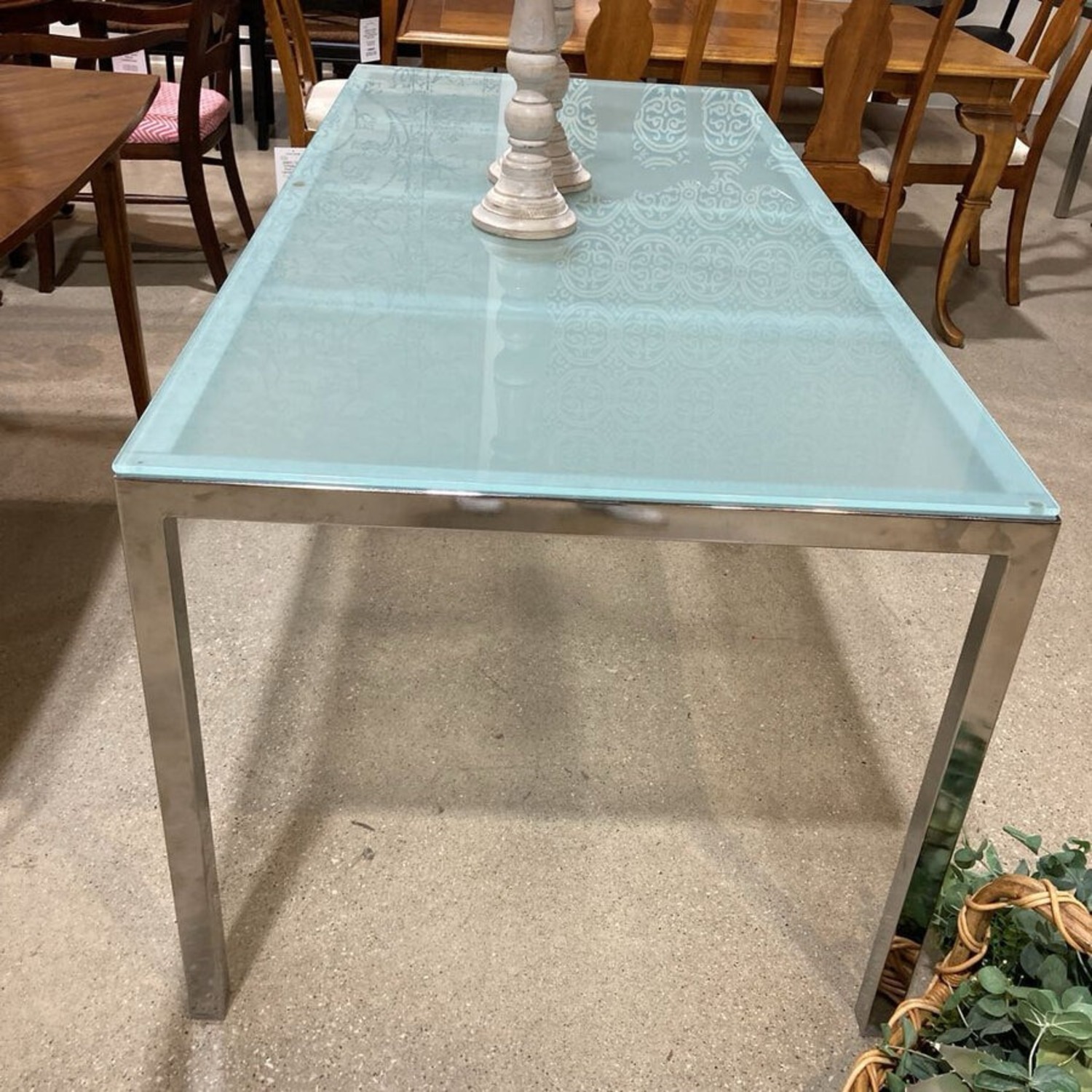 Parsons Rectangular Glass & Metal Dining Table - image-2