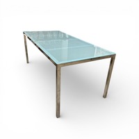 Parsons Rectangular Glass & Metal Dining Table