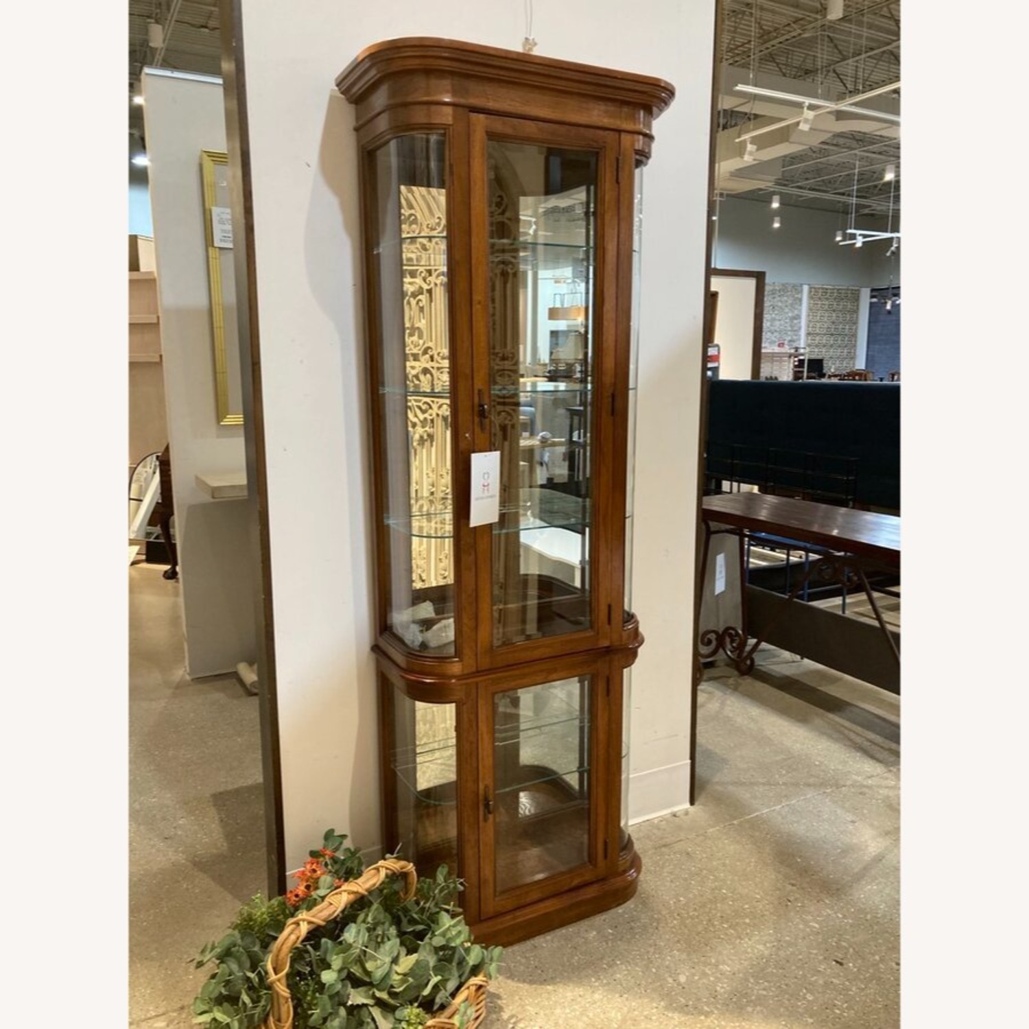 Pulaski Illuminated Curved Oak Curio Cabinet - image-4