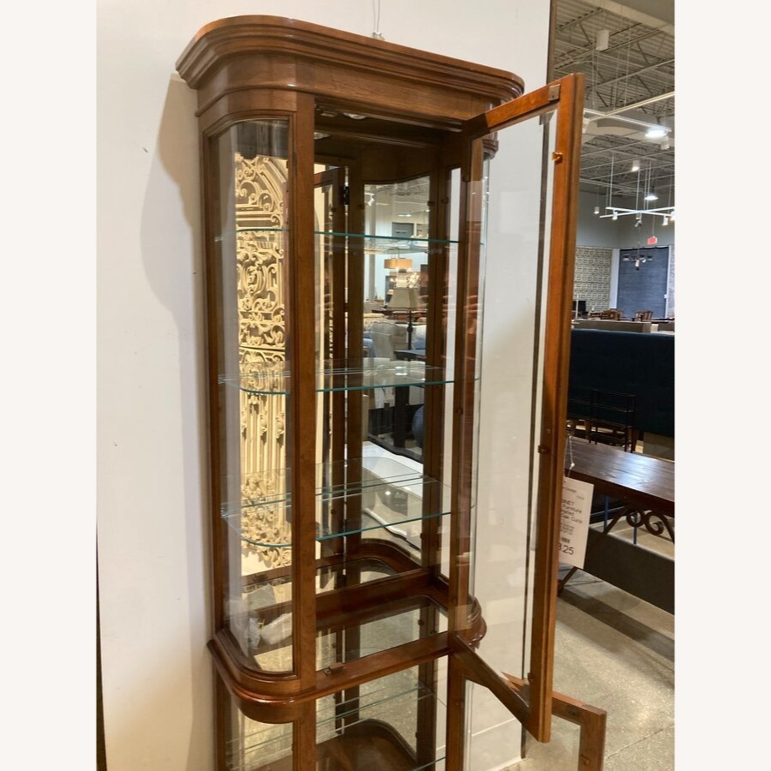 Pulaski Illuminated Curved Oak Curio Cabinet - image-7