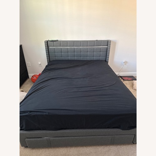Used Walmart Enhomee Dark Gray Wood Full Bed for sale on AptDeco
