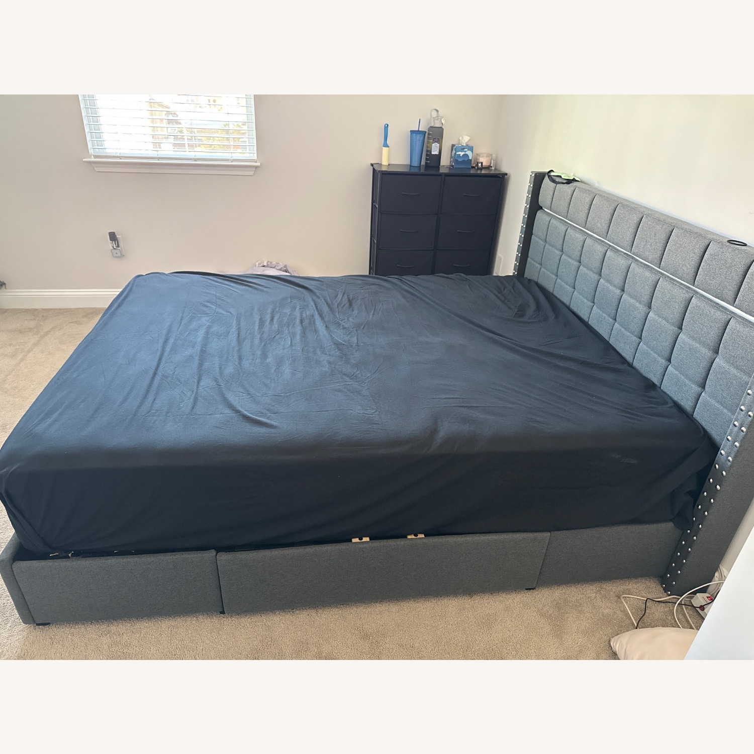Walmart Enhomee Dark Gray Wood Full Bed - image-2