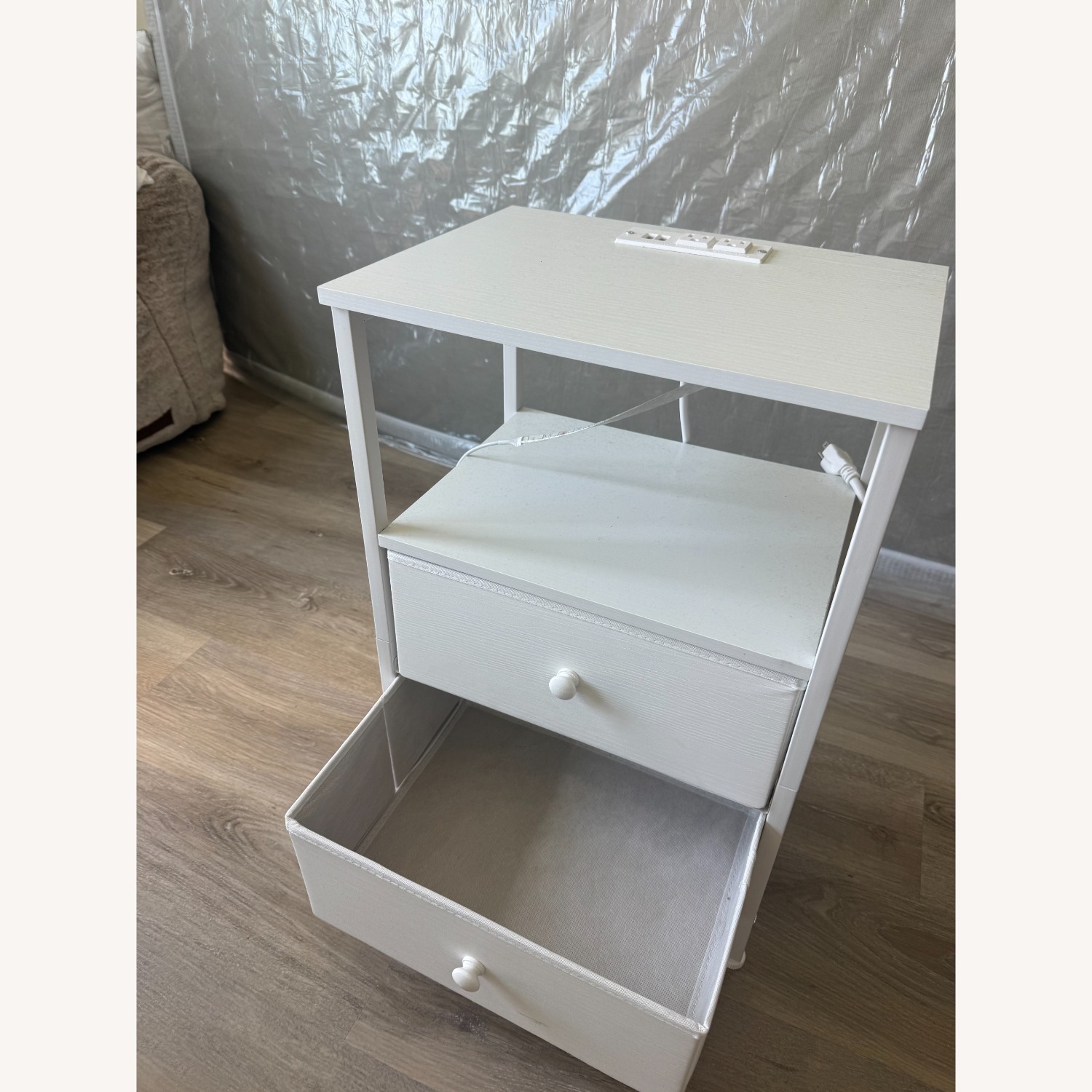 Nightstand White with Outlet - image-3
