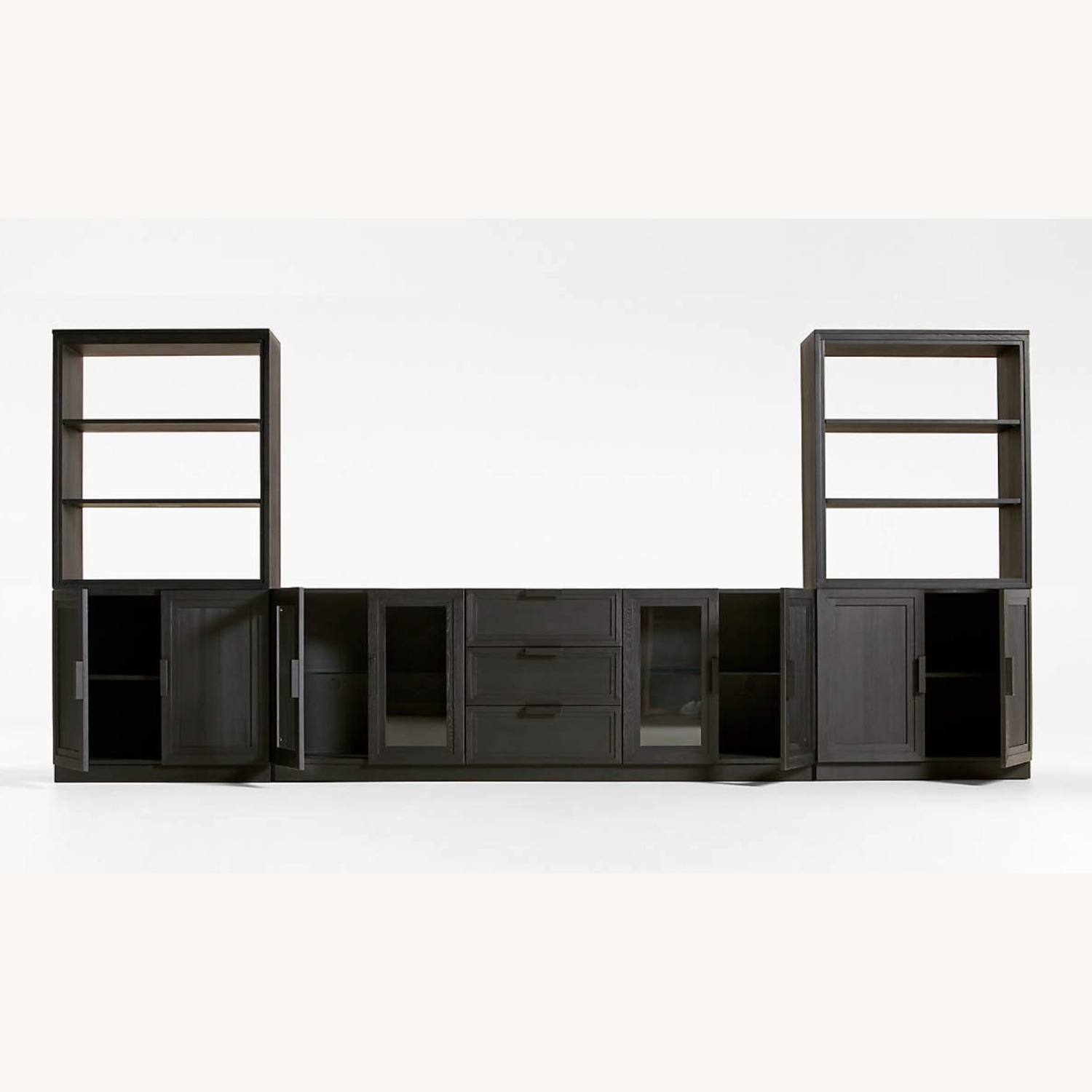 Crate & Barrel Calypso Black Wood Media Storage - image-1