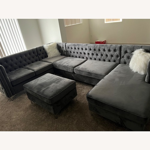 Used Gray Sparkle Studded Couch for sale on AptDeco