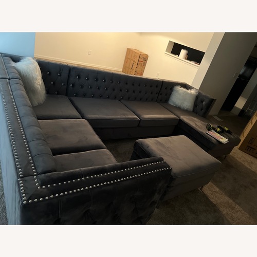 Used Gray Sparkle Studded Couch for sale on AptDeco