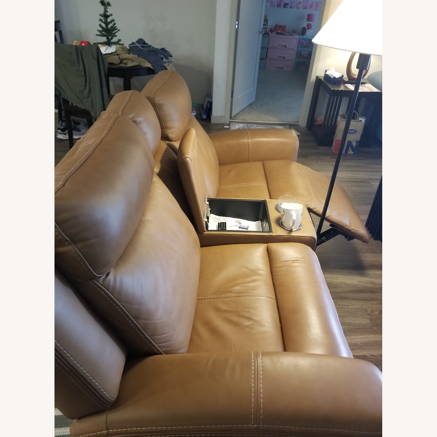 Rooms To Go Light Brown Leather 2 Seater Sofa - image-2