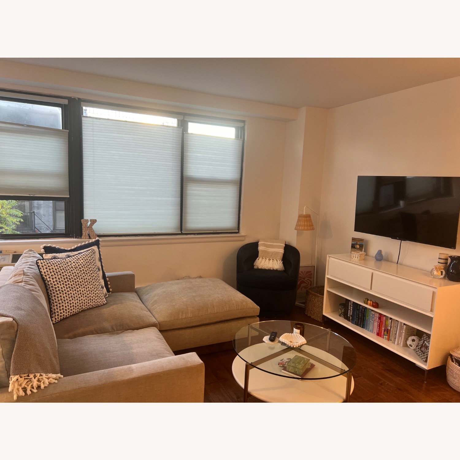 West Elm Harmony Light Gray Fabric 2 Piece Sectional - image-2