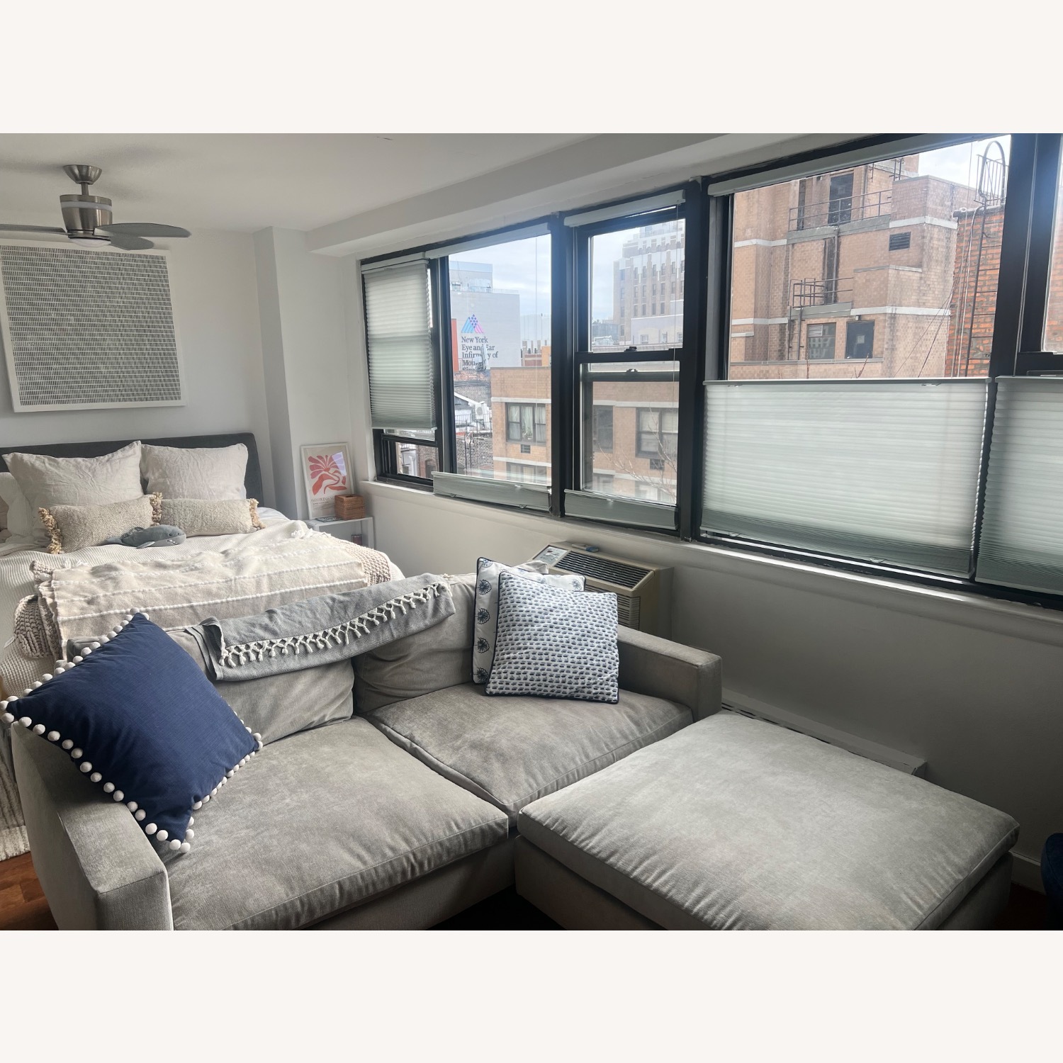 West Elm Harmony Light Gray Fabric 2 Piece Sectional - image-1