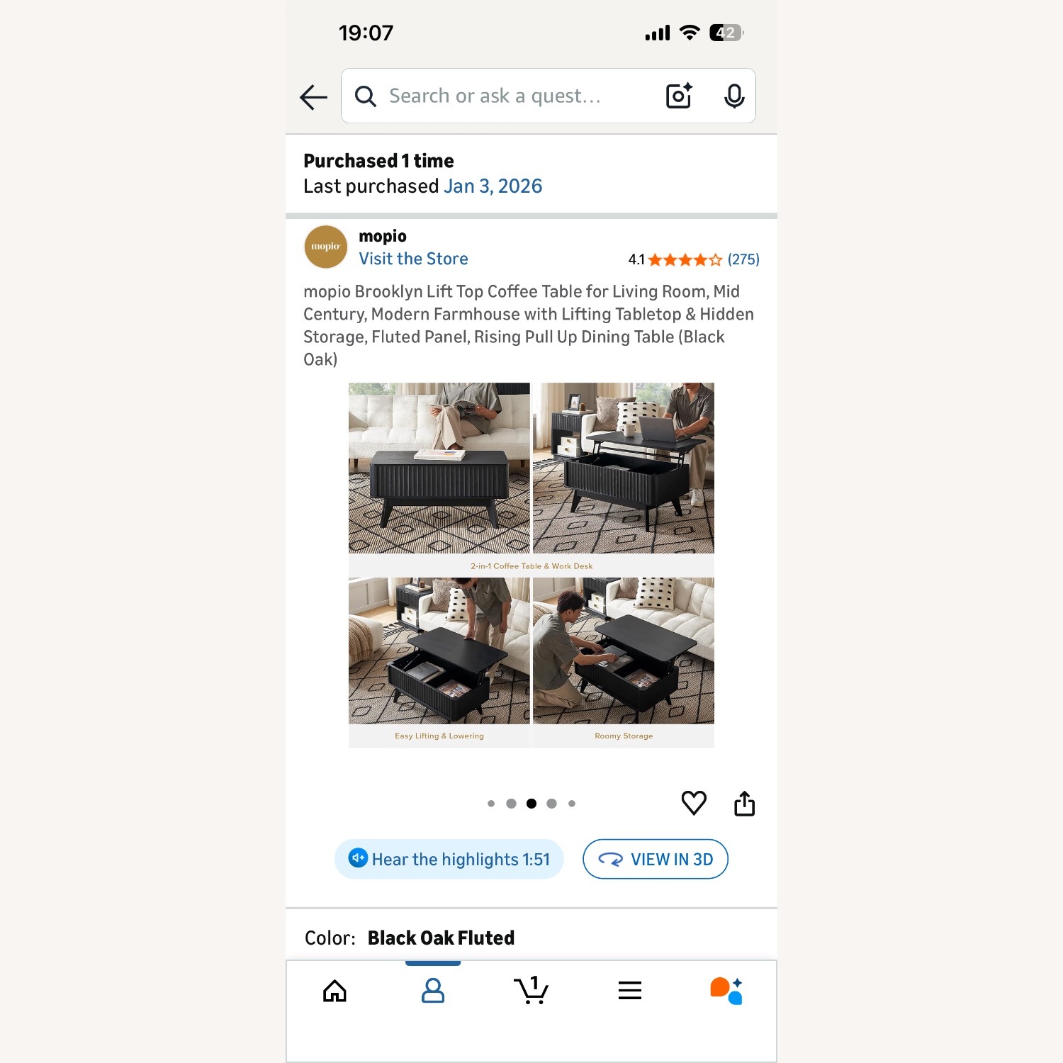 Amazon Black Lift Top Coffee Table  - image-11