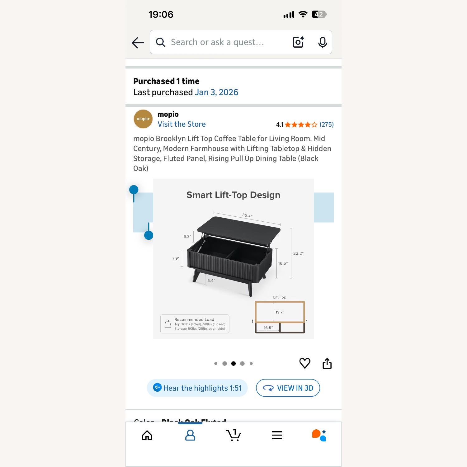 Amazon Black Lift Top Coffee Table  - image-12