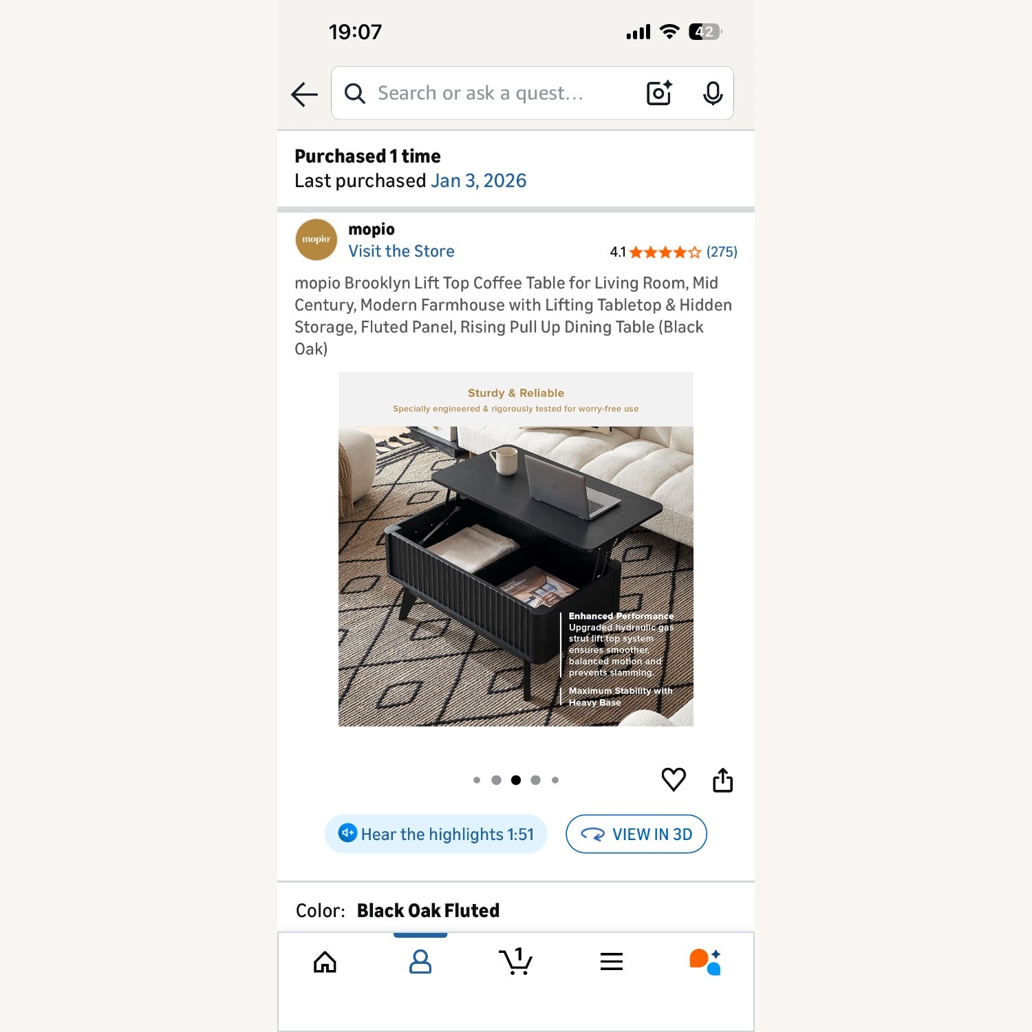 Amazon Black Lift Top Coffee Table  - image-10