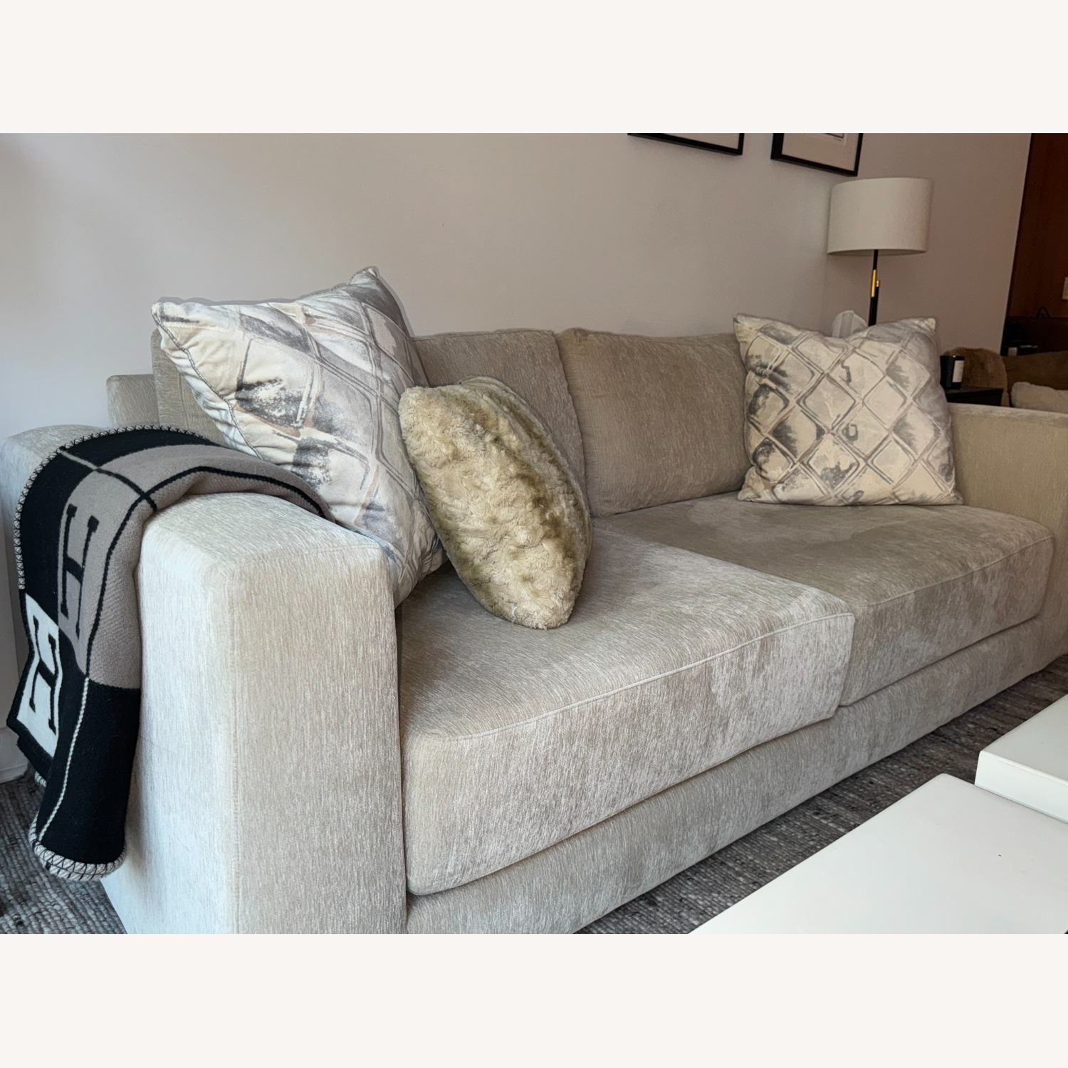 Crate & Barrel Peyton 88.5" Sofa - Monet Fabric in Champagne - image-2