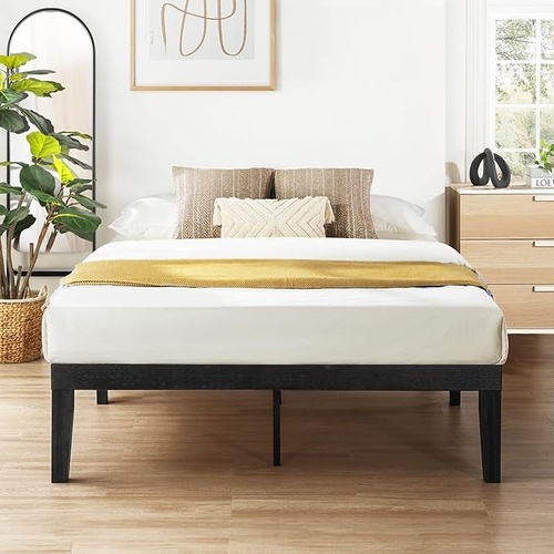 Used Black Wood Queen Bed Frame for sale on AptDeco