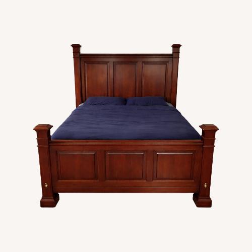 Used Statton Furniture Dark Brown Wood Queen Bed for sale on AptDeco