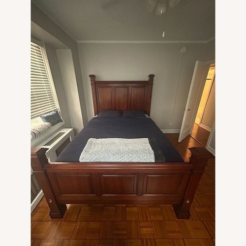 Used Statton Furniture Dark Brown Wood Queen Bed for sale on AptDeco