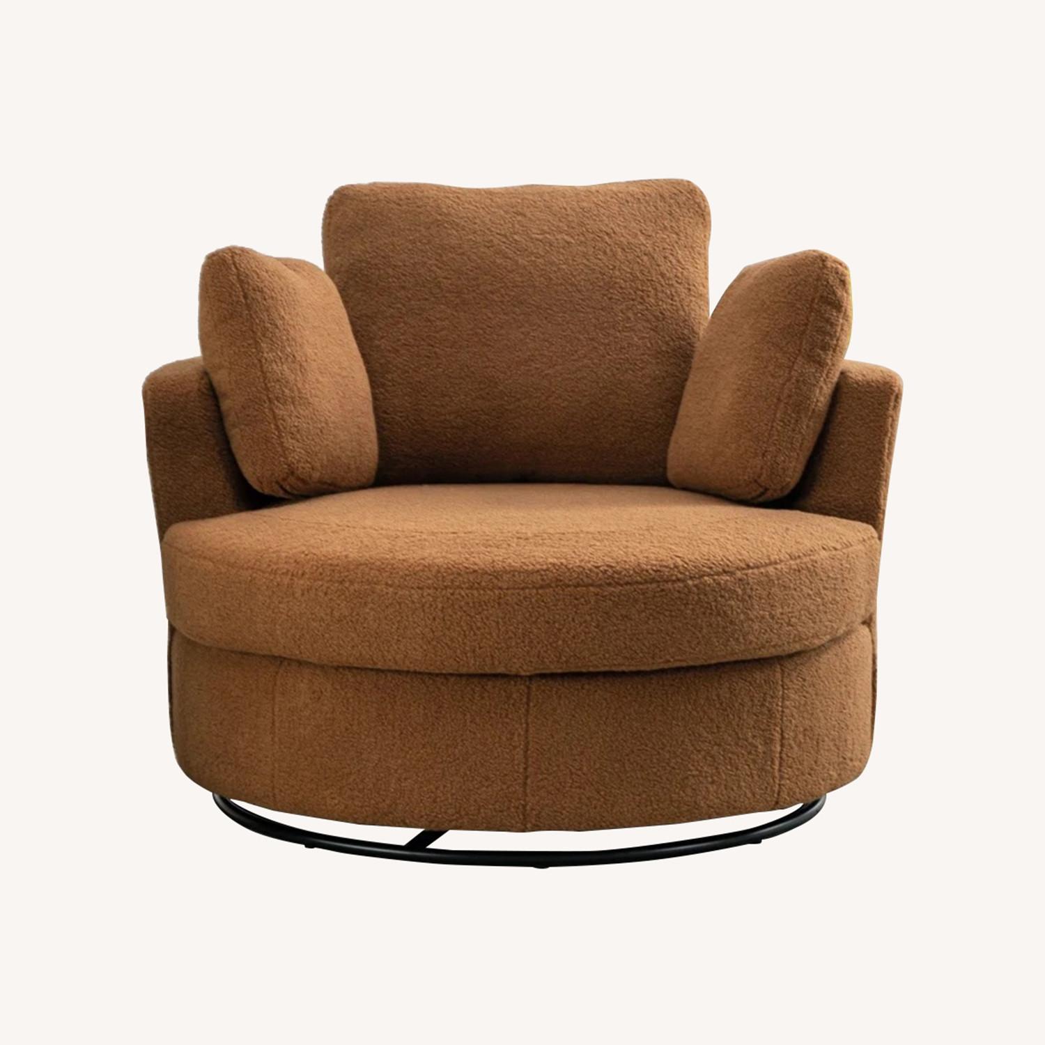 Hokku Designs Achorn Caramel Swivel Barrel Chair - image-0