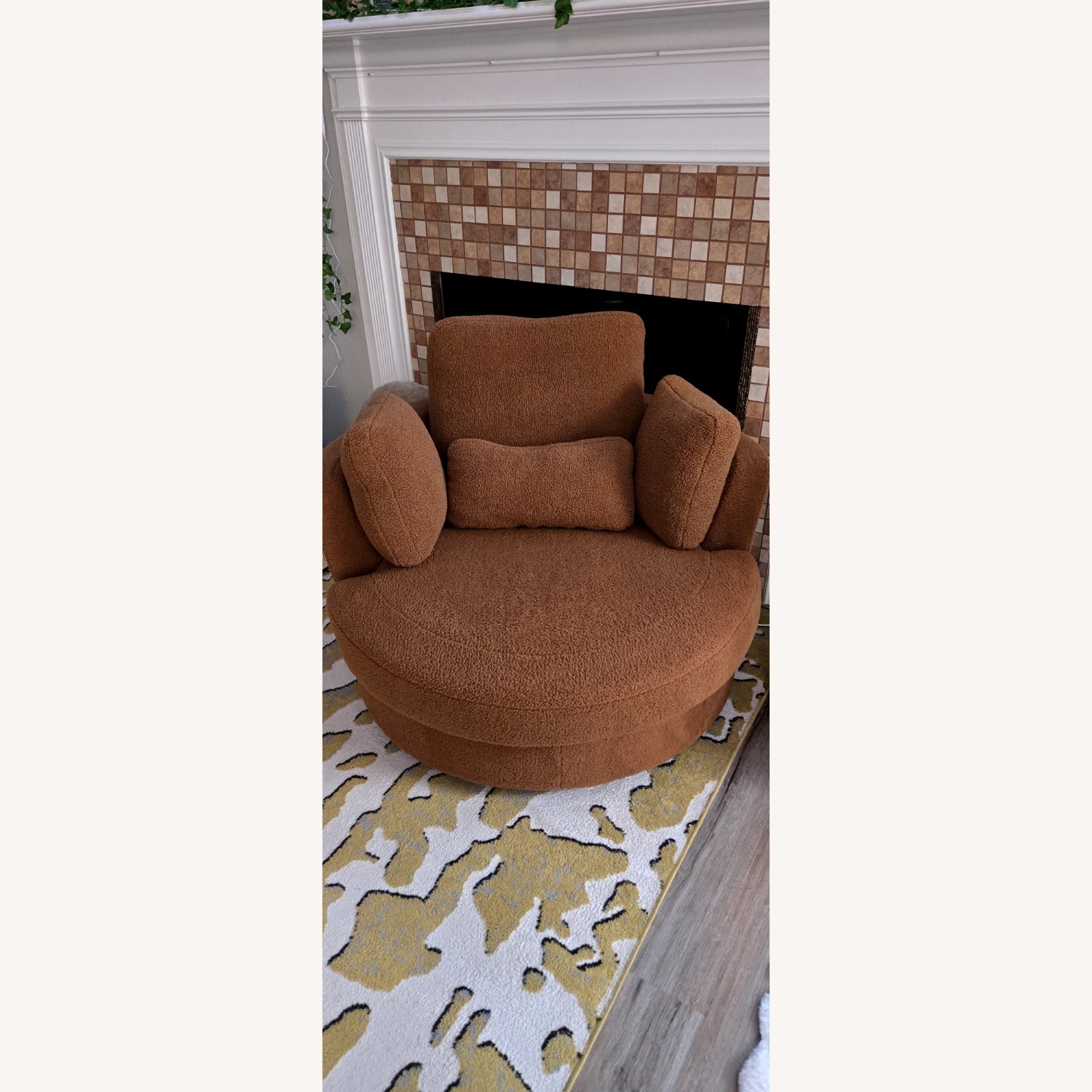 Hokku Designs Achorn Caramel Swivel Barrel Chair - image-1