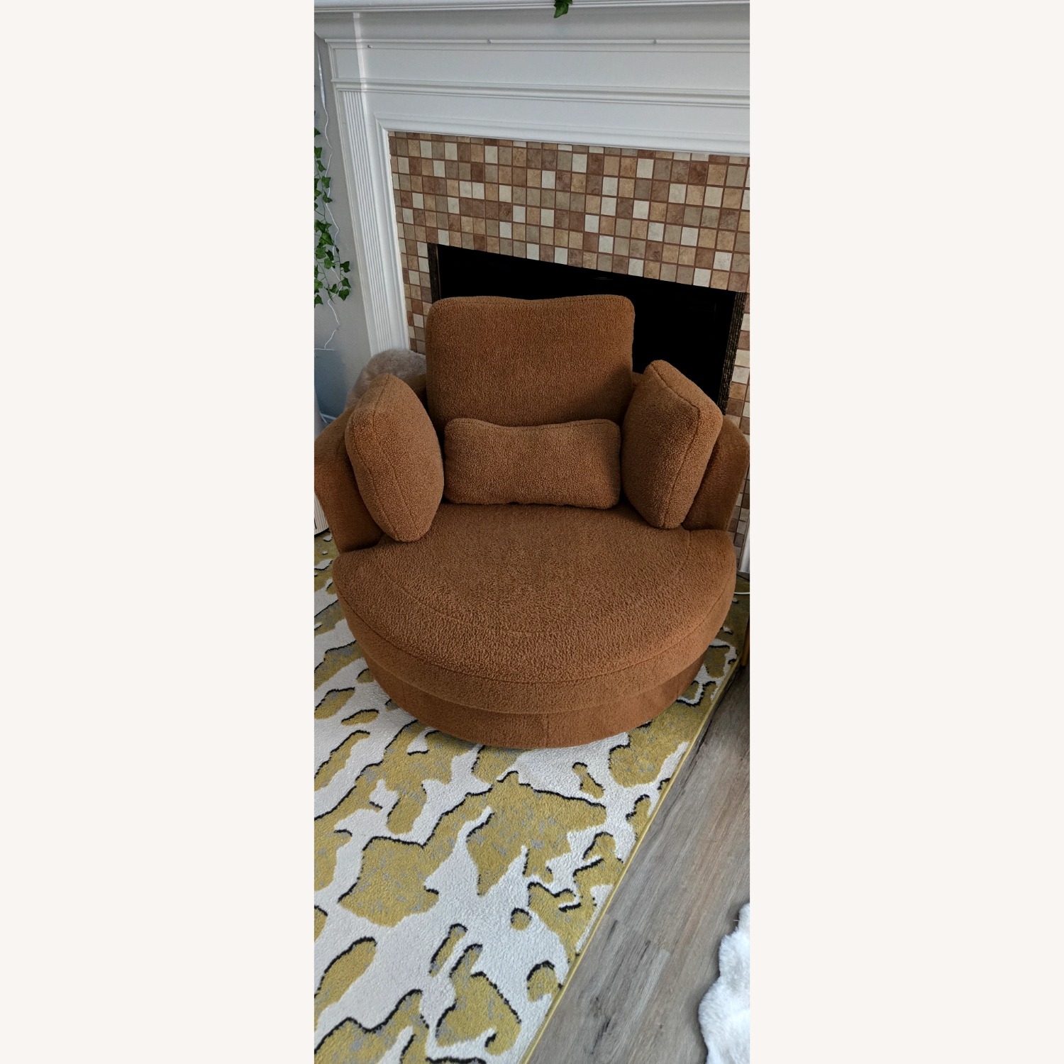 Hokku Designs Achorn Caramel Swivel Barrel Chair - image-2