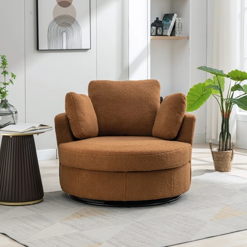 Used Hokku Designs Achorn Caramel Swivel Barrel Chair for sale on AptDeco